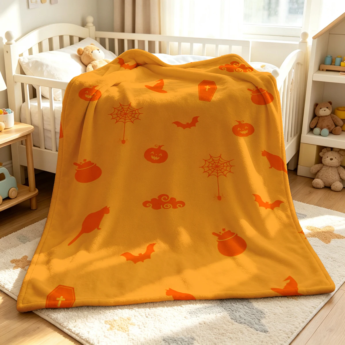 Orange Silhouette Set Winter Summer Flannel Blanket Throw Fleece Soft Fuzzy Plush Cozy Fleece Blankets for Sofa Ideal Gifts
