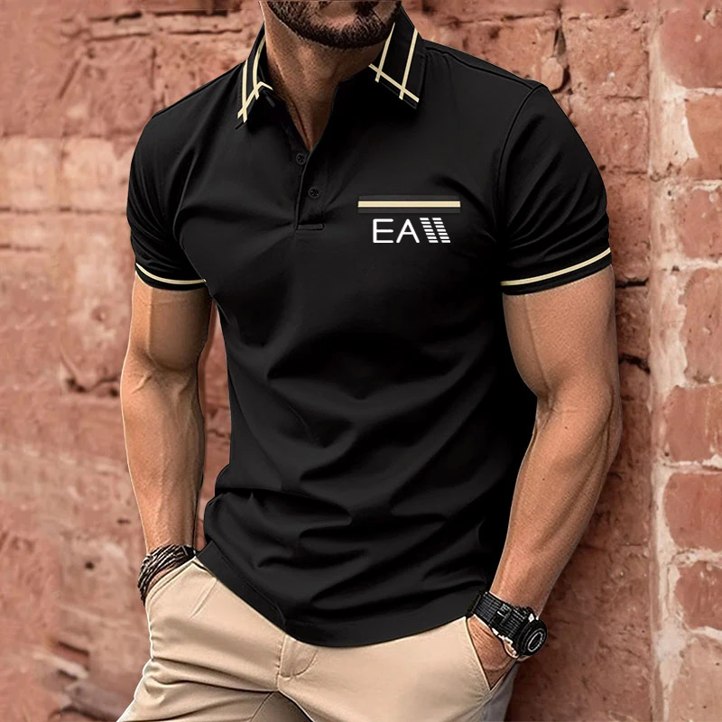 Polo à manches courtes pour hommes, T-shirt décontracté, Revers, Respirant, Solide, Mode masculine, Été, Nouveau