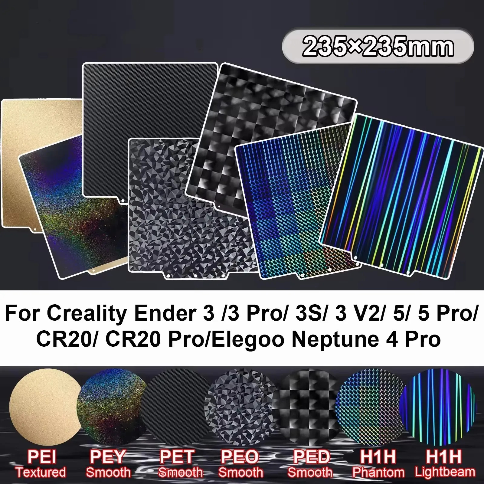 For Ender 3 235x235 Pei Sheet Neptune 4 Pro Pei Smooth Sheet Pet Peo H1h Magnetic Build Plate Sping Steel 3d Printer Heated Bed