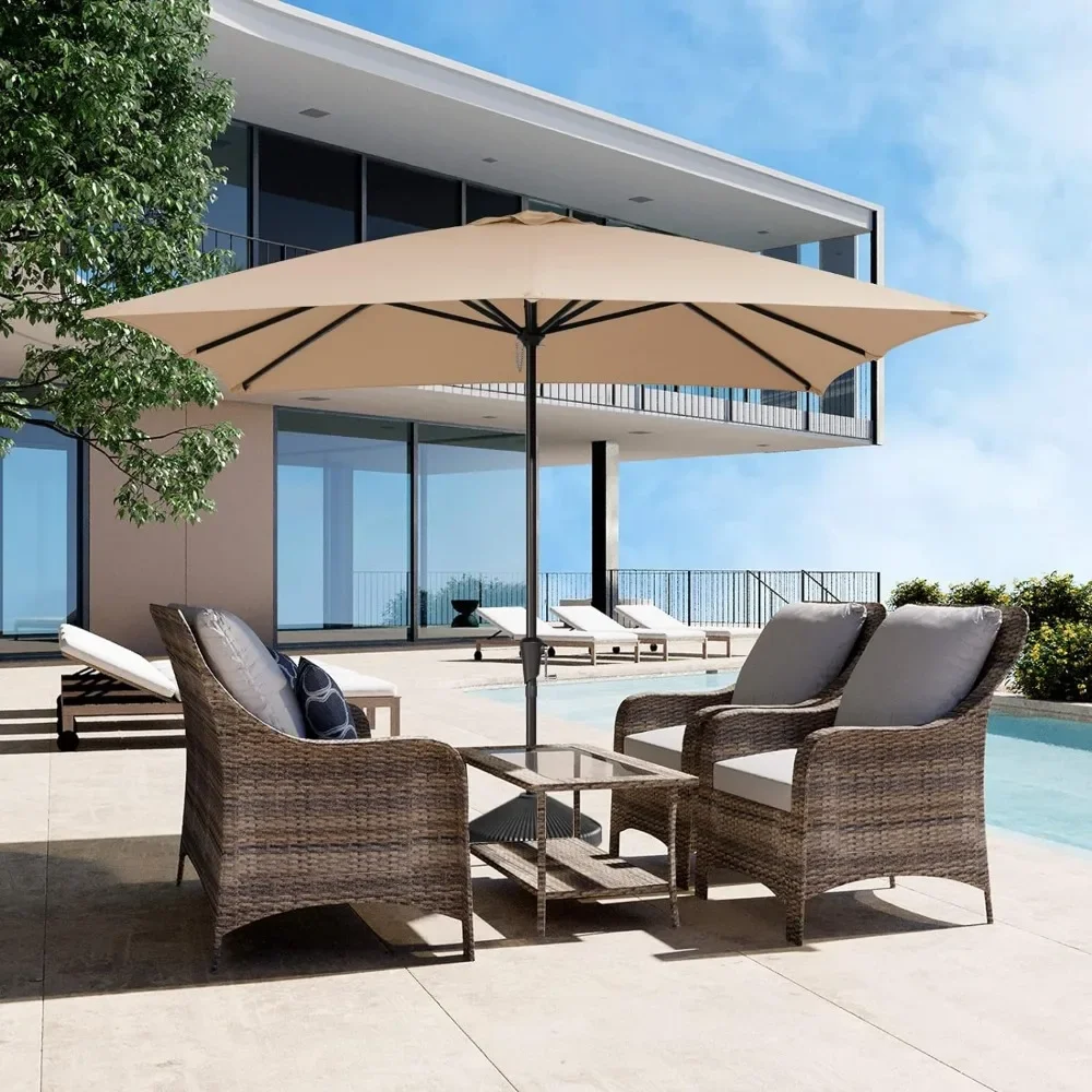 

Прямоугольные зонты для патио 8 x 10 футов, большой рынок, уличный зонт с системой подъема кривошипа, 8 прочных ребер, защита от ультрафиолета, водонепроницаемый