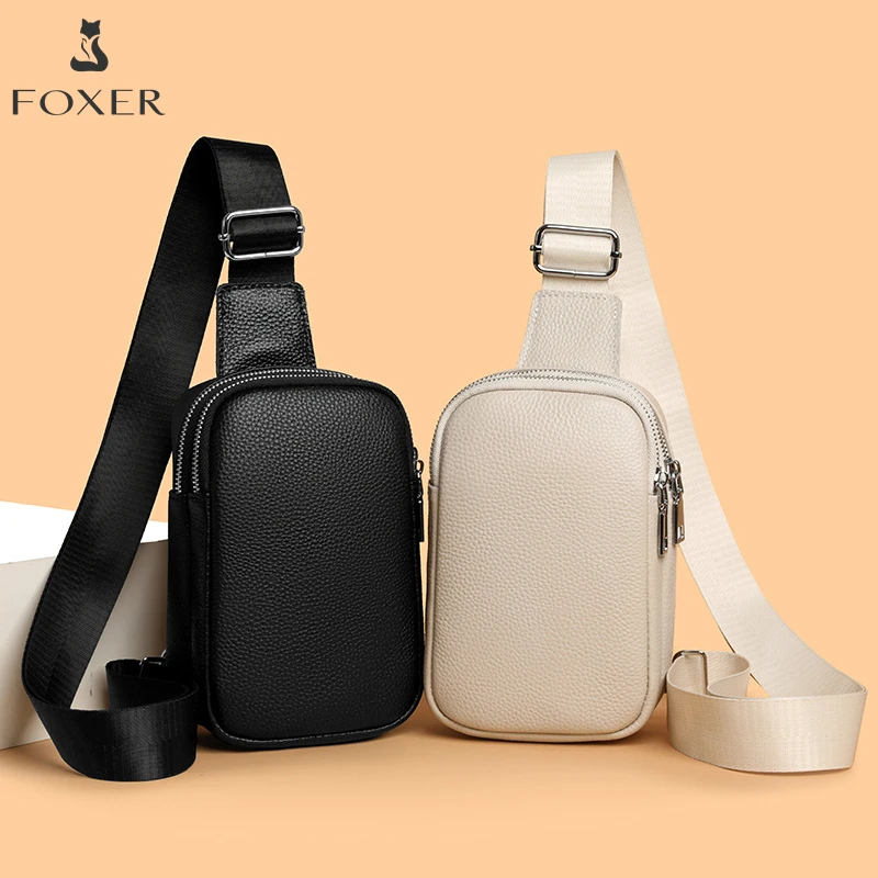 

FOXER All-match Unisex Chest Bag Genuine Leather Small Cellphone Bag New Casual Hign Quality Gift for Friends Family Members