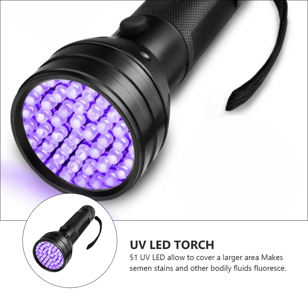 51 LED Blacklight مصباح يدوي الأشعة فوق البنفسجية الشعلة قوي سبائك الألومنيوم مانعة لتسرب الماء للكشف عن بول الحيوانات الأليفة للبحث الليلي