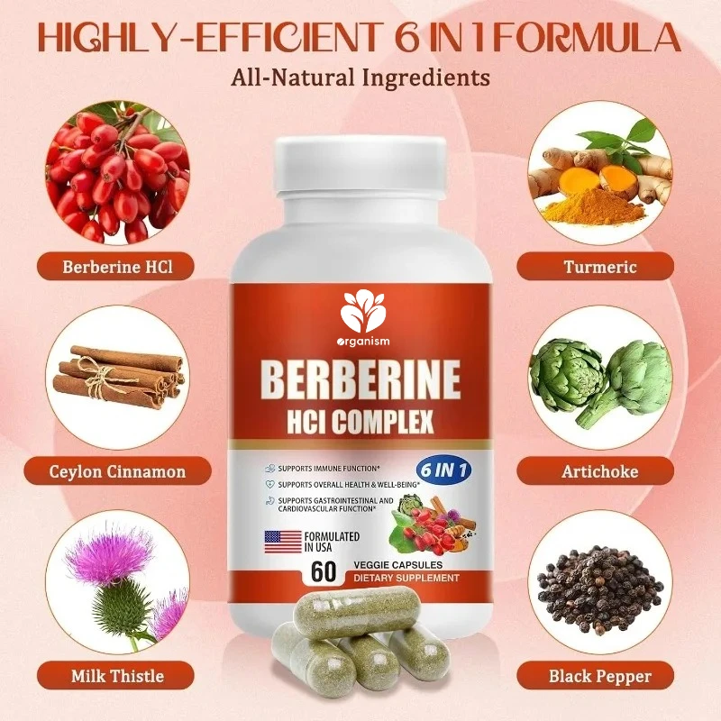 Berberine Ceylon Cinnamon, Turmeric, Milk Thistle, Thistle, Black Pepper, Immune System Support Berberine Hydrochloride Capsules