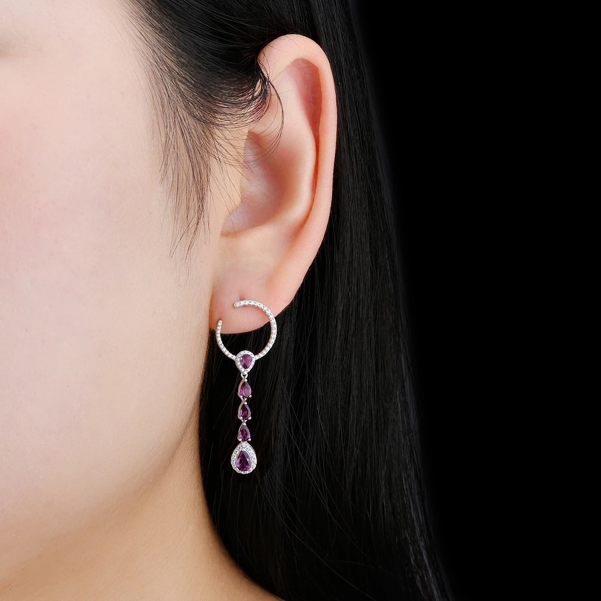 Natural Rhodolite Garnet Sterling Silver Earring 3.2 Carats Genuine Rose Garnet Romantic Jewelry Women New Year Christmas Gifts