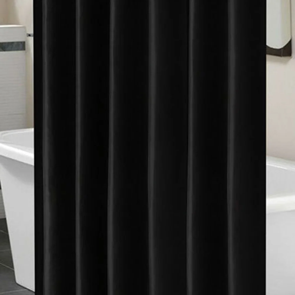 

1Pcs Black Polyester Shower Curtain Waterproof Solid Color Bathroom Curtain Reinforced Top Header Rustproof Eyelets Easy Install