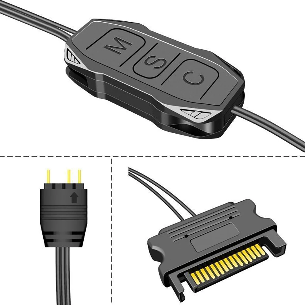 ARGB Controller 5V 3pin To SATA Power Supply Mini RGB Controller 3PIN Hub For Computer Cpu Case Cool Fan LED Light Radiator