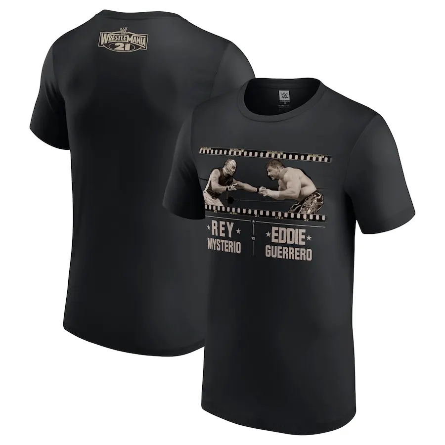 Men's Black Rey Mysterio vs. Eddie Guerrero 21 T-Shirt