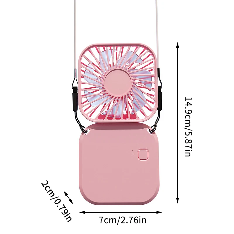 Mini ventilatore pieghevole da appendere al collo Ventilatore portatile pieghevole Mini ventilatore personale pieghevole, ricarica USB a 3 velocità per strumento di raffreddamento da viaggio