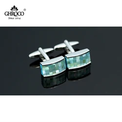 GHROCO High-Quality Classic Natural Shell Rectangula French Shirt Cufflinks Business Men Women and Wedding Fashion Luxury Gifts