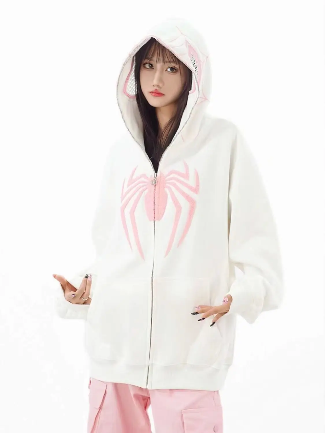 Women Oversized Y2k Spider Hoodies Streetwear Autumn Winter Jackets Fleece Embroidery Men Sweater Sweatshirt Kakazzy Hoddies