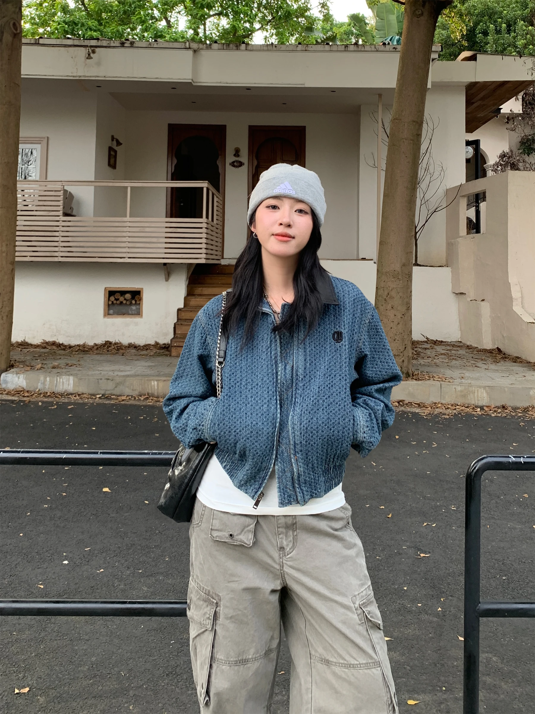 

Винтажная женская повседневная куртка из плотного денима с вышивкой, свободного кроя, с длинными рукавами, на молнии, из хлопка