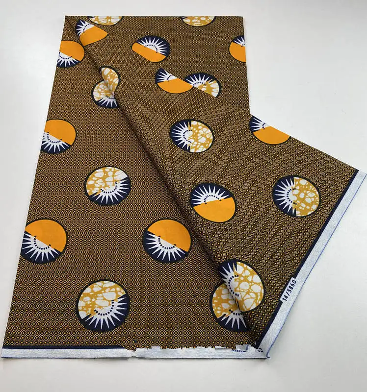 فستان أفريقي من قماش الشمع الحقيقي من Hollandais Pagne 100% 2025 أحدث حقيقي أصلي فائق W قطن مضمون 6 ياردات #3