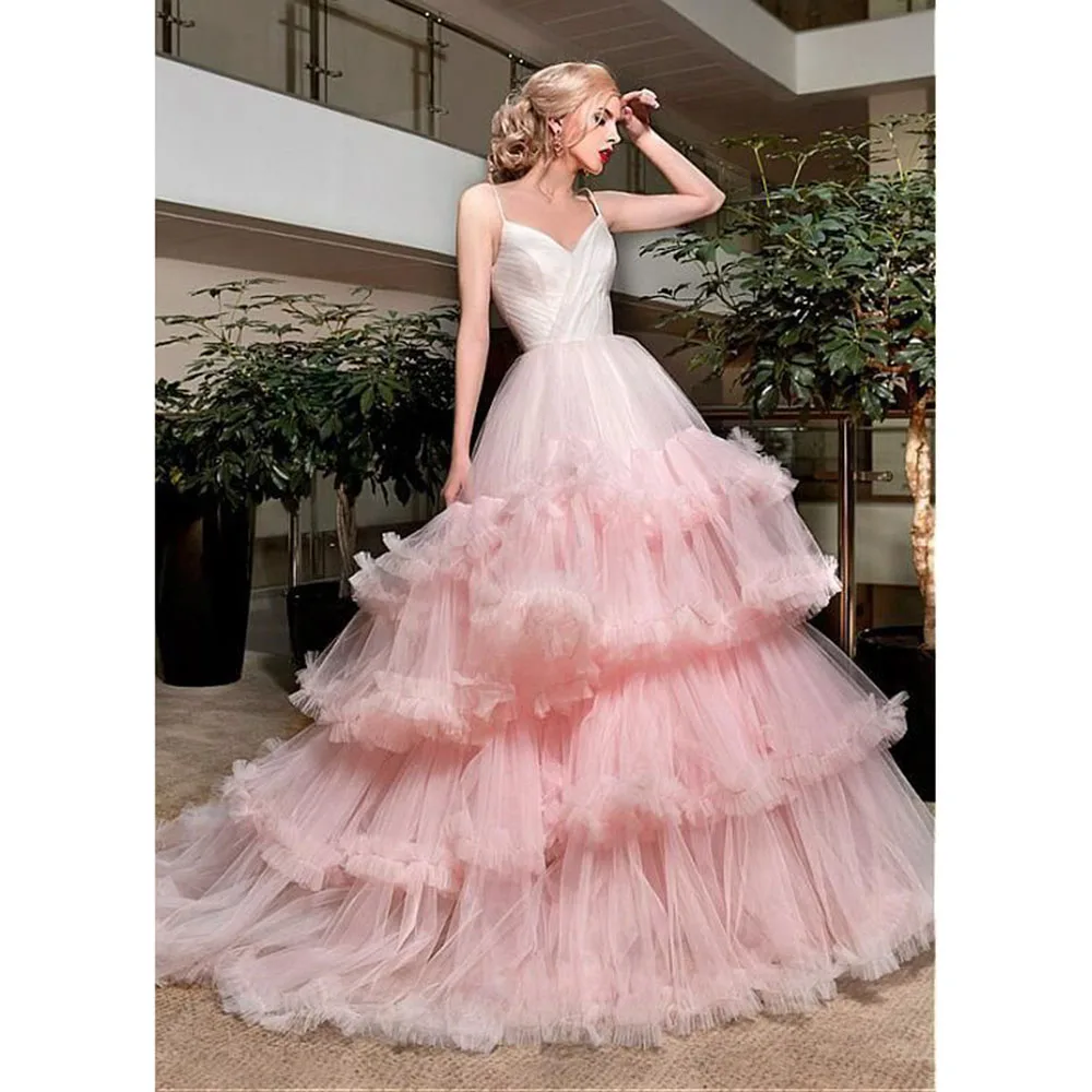 Exquisite Pink Women Prom Dresses White Sweetheart Spaghetti Strap Floor Length A-Line Classy Flowers Evening Party Gowns