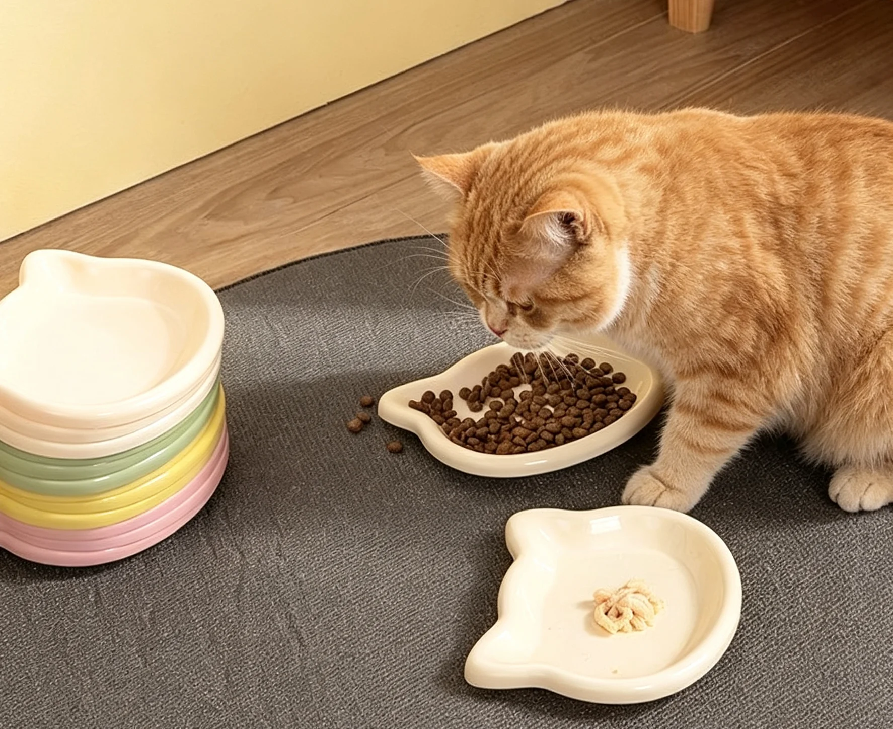 4 Pieces of Plastic Cat Plates