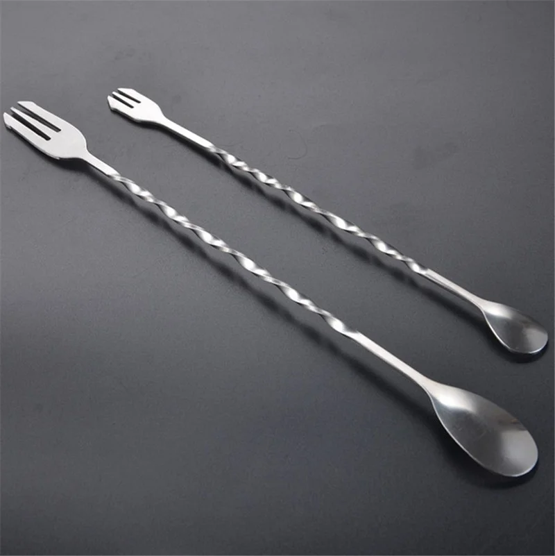 HOT Sale Stainless Steel Threaded Bar Spoon Swizzle Stick Coffee Cocktail Mojito Wine Spoons Barware Bartender Tools Accessories