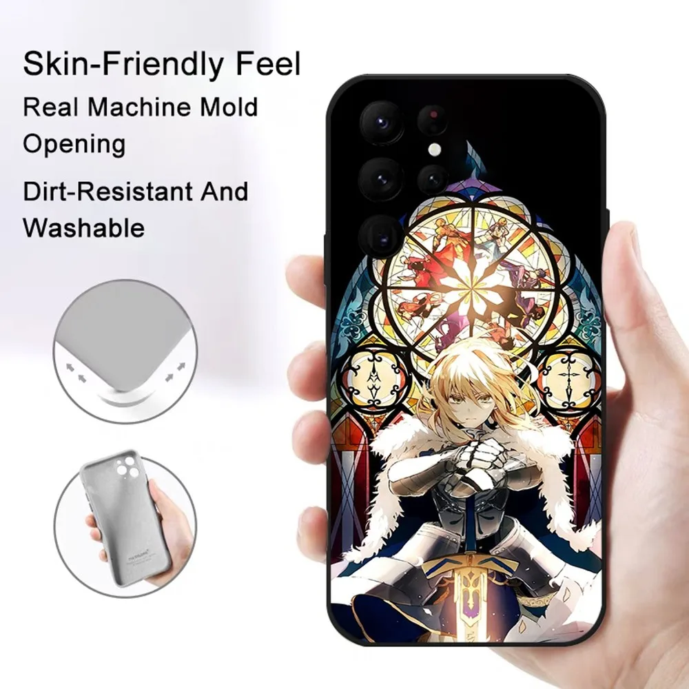 Fate Zero Stay Night Saber Phone Case Samsung S series s20 s21 s22 s23 s24 FE Plus Ultra TPU Soft to Skin-friendly case