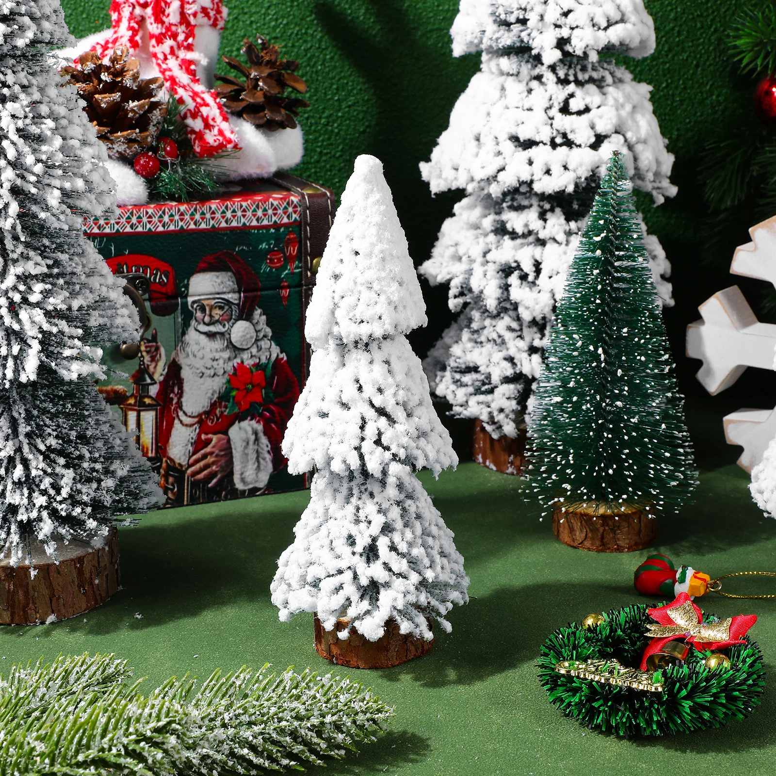 

4Pcs Desktop Xmas Tree Set Vivid Realistic Design Christmas Decorations for Craft Projects Holiday Window Displays