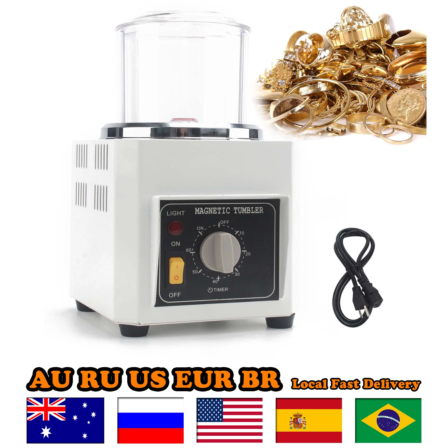 

KT-90 Mini Jewelry Polisher Finisher Finishing Machine Metal Hardware Tumbler Magnetic Polishing Machine for Jewellery Gold