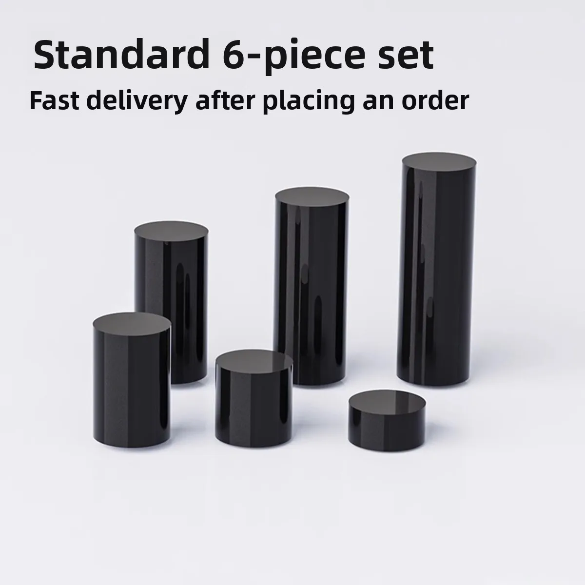 Black Acrylic Cylindrical Base Display Stand, Figurines, Models, Toys, Cosmetics, Props, Jewelry, Circular Base
