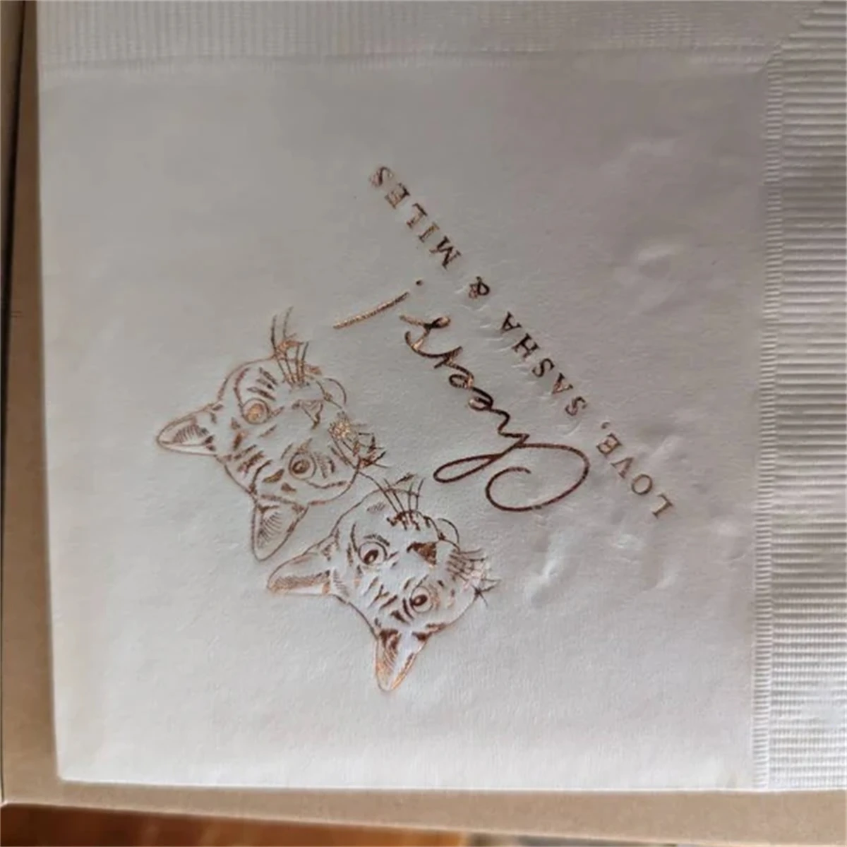 50 قطعة مناديل زفاف القط المصورة المخصصة ، دش الزفاف ، حفلة خطوبة ، مناديل بار مخصصة ، مناديل زفاف مخصصة للحيوانات الأليفة ،