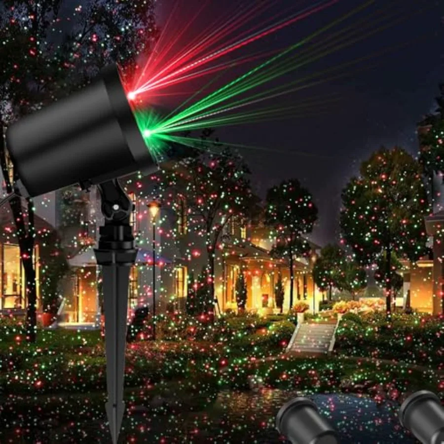 

Christmas Laser Light Projector, 2 Pack, Red and Green Star Laser Lights Show with Timer for Outdoor Decorations, Waterproof La