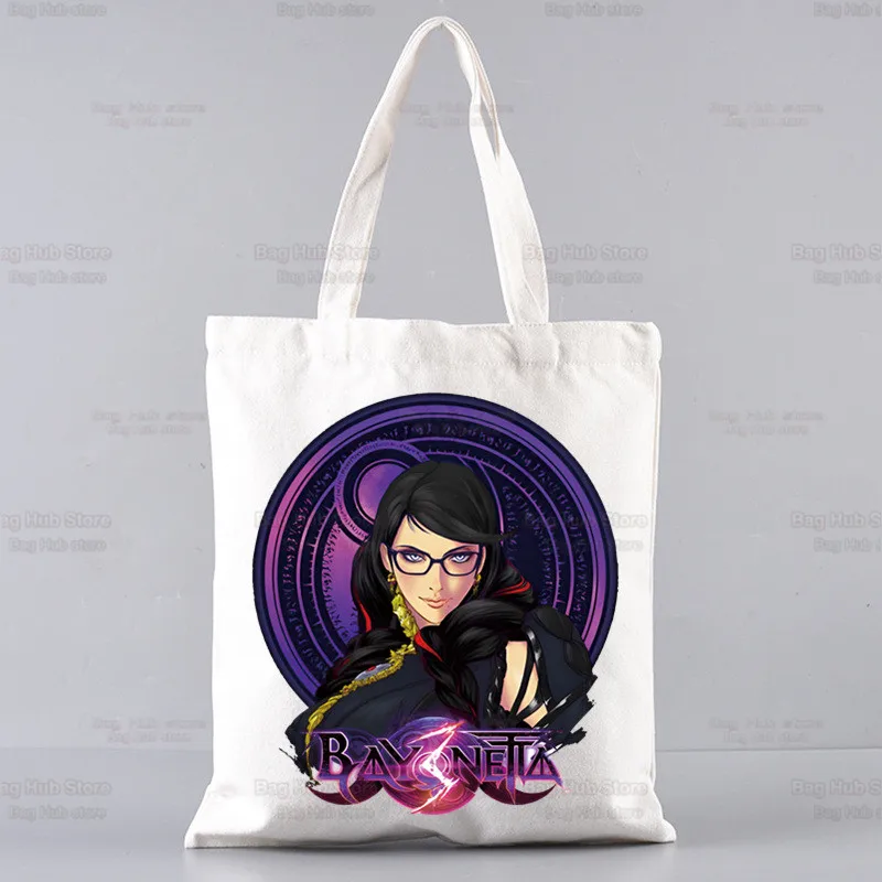 Game Bayonetta Shopper Bags Shopping Bag Tote Bag Shoulder Bag Canvas Bags Large Capacity College Handbag