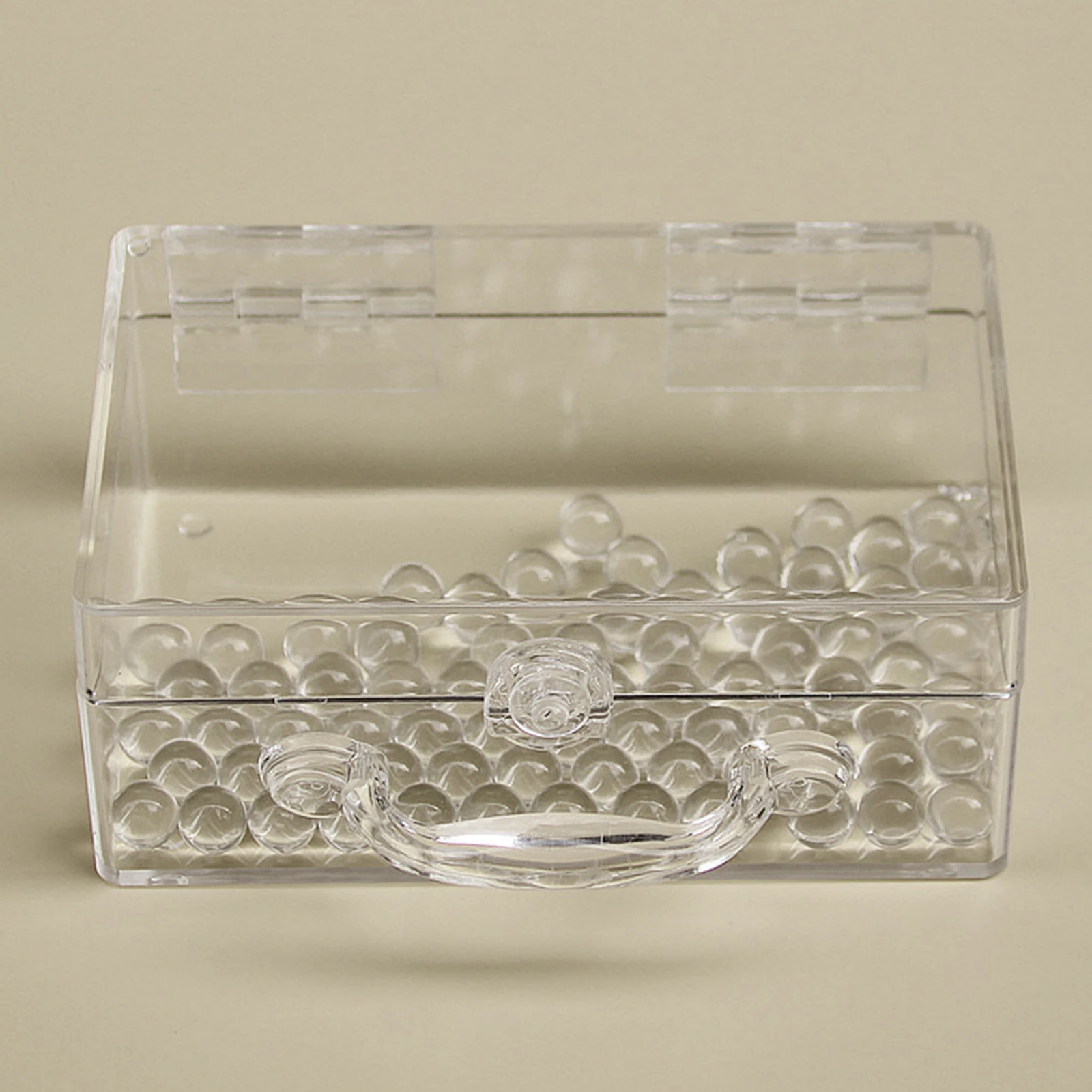 

Transparent Storage Box With Lock Portable Clear Organizer For Cotton Swabs Makeup Accessories Desktop Bathroom Bedroom