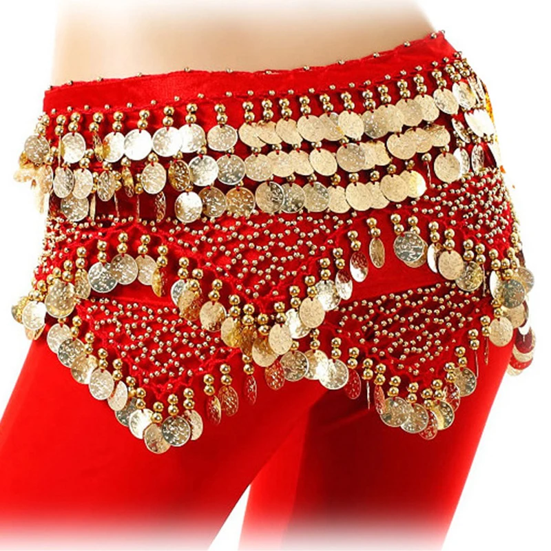 New Style Belly Dance Sequined Waist Chain Triangle Hip Scarf Women Performance Clothing Accessories Belly Dance Coins Belt