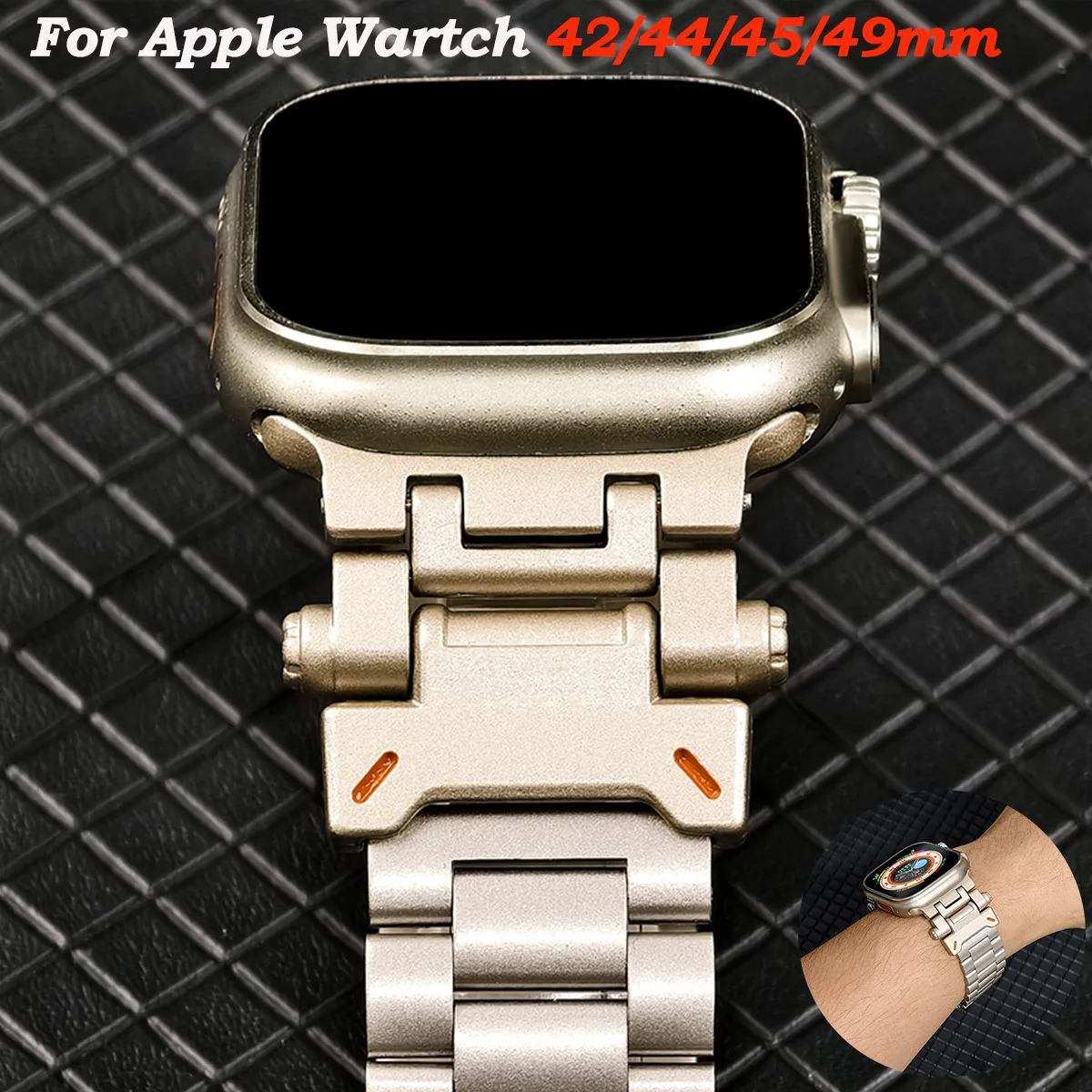 

Luxury Stainless Steel Strap For Apple Watch Ultra 2 49mm Series 9 8 7 5 6 4 Men Business Band for iWatch 42mm 44mm 45mm Correa