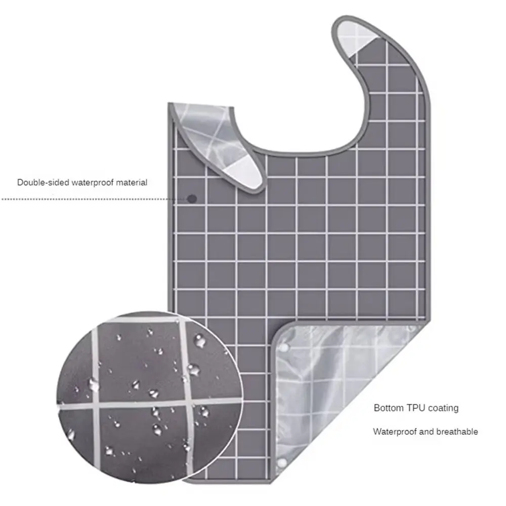Portable S/M/L Adult Bib Waterproof Dirt Resistant Adult Cover Washable Adjustable Elder Mealtime Bib Dinning Aid