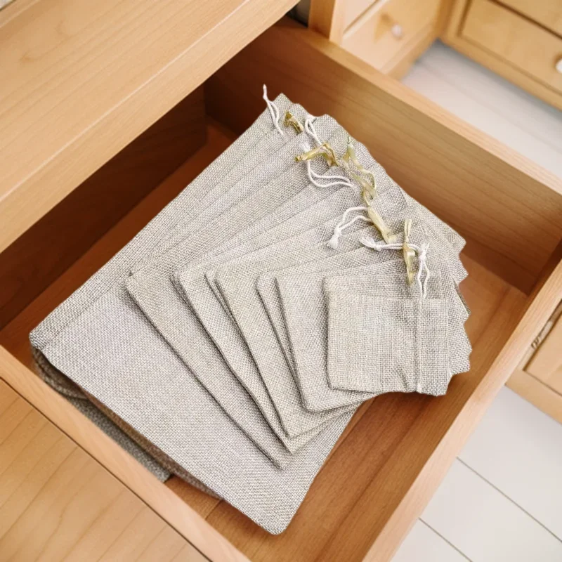 

50pcs Custom Luxury Hessian Linen Storage Sack Featuring Jute Bags Burlap Gift Sachet Pouch Packaging Drawstring for Woman Party