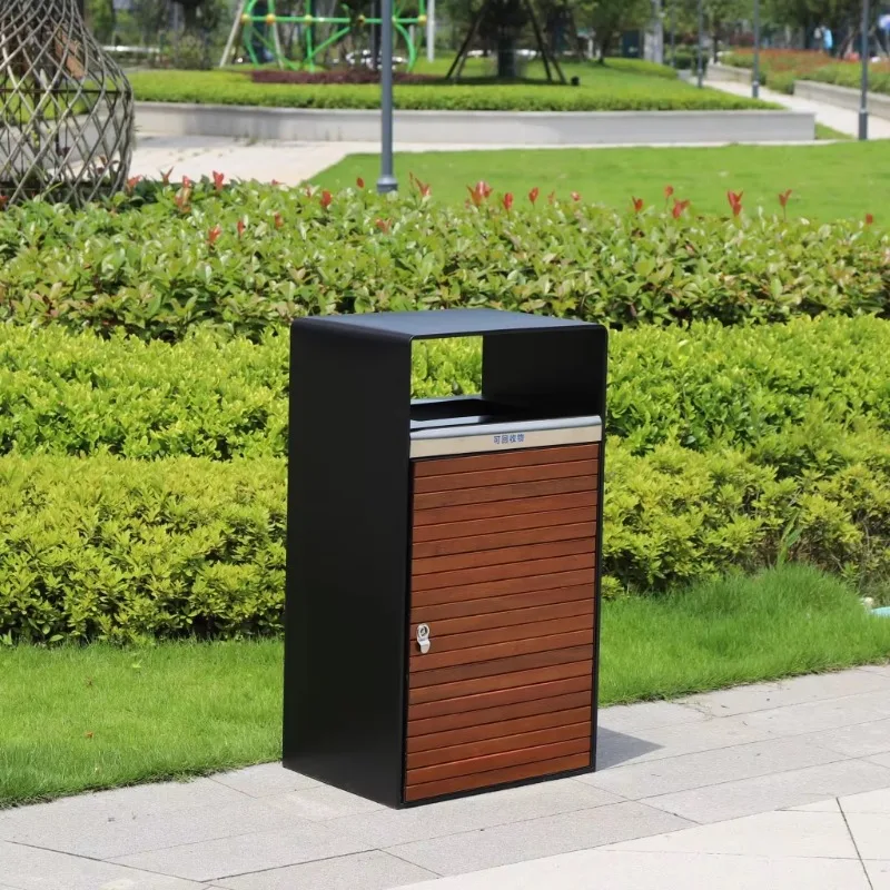 

Металлический мусорный бак для улицы для парка 42GAL, большой мусорный бак для общественных места, контейнер для мусора, оцинкованное мусорное ведро