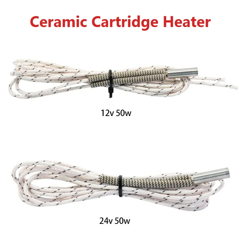 2Pcs/Lot 12V 24V 40W 50W Cartridge Heater 6*20mm Upgrade Heating Tube Compatible with V6 Style Hotend Extruder 3D Printer Spare