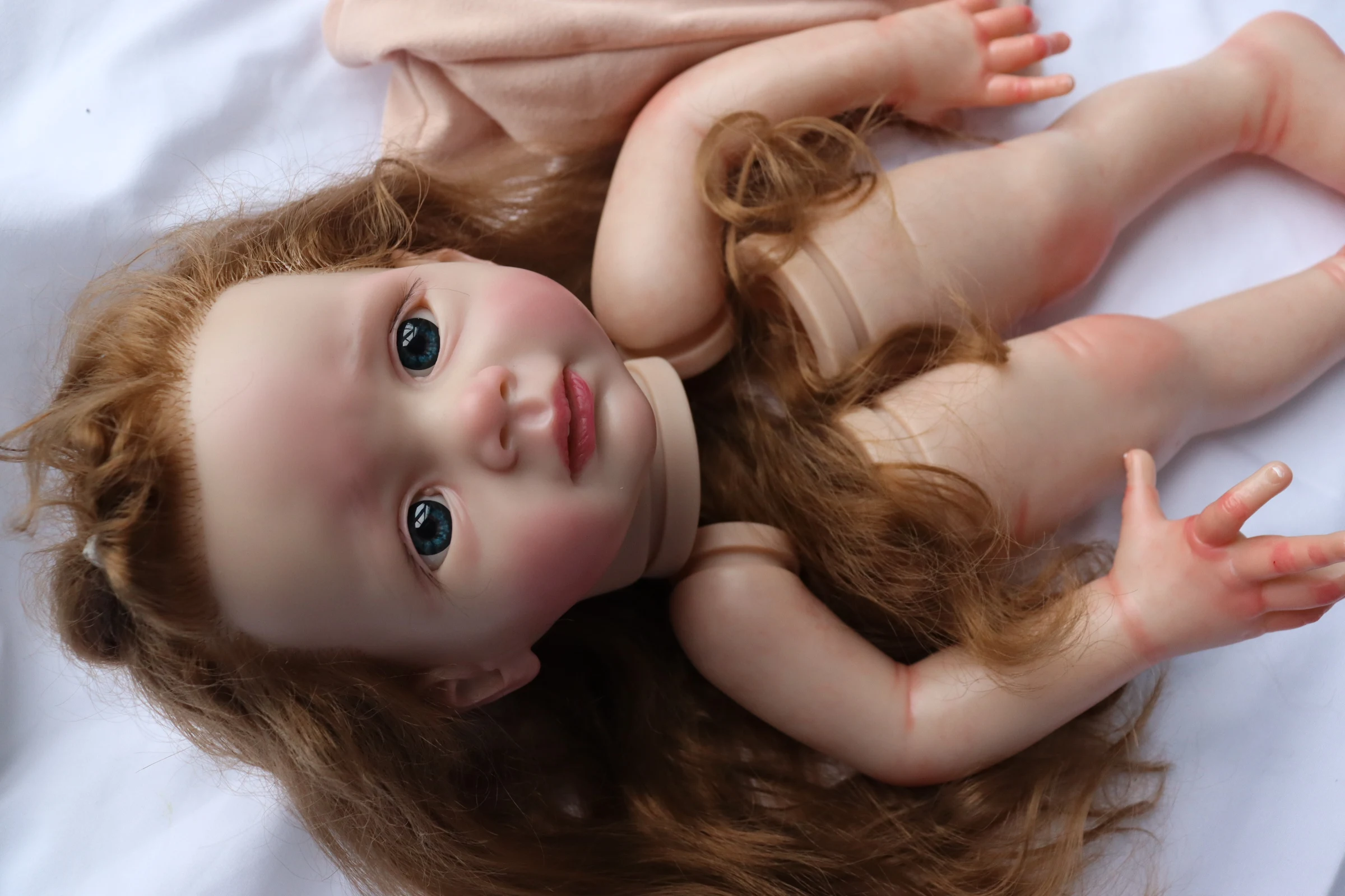 FBBD Artist Painted Reborn Baby Doll Fritzi With Long Brown Hair Unassembled Kit With Veins Lifelike Dolls For Children