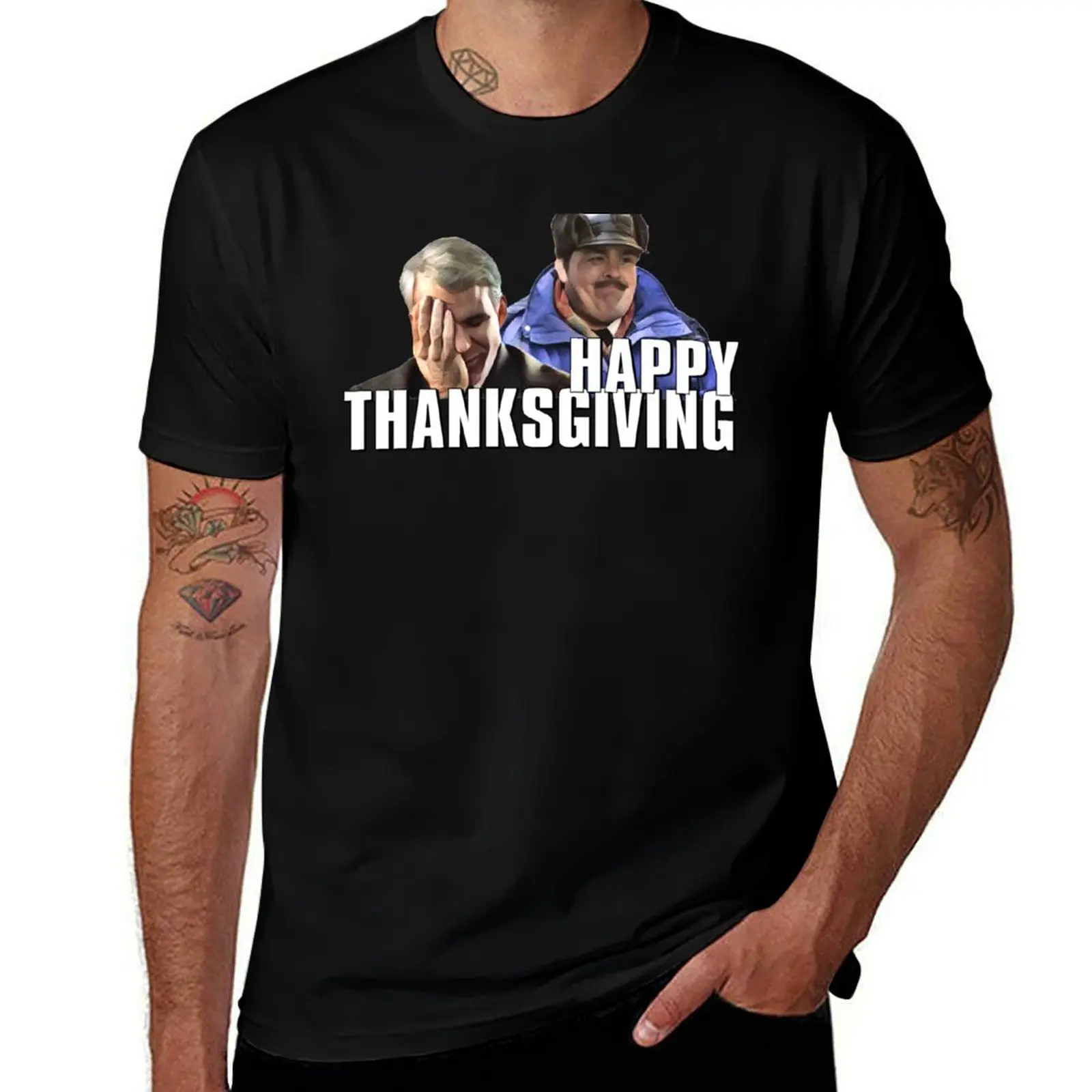 PLANES, TRAINS AND AUTOMOBILES - Happy Thanksgiving T-Shirt Heavy Duty Casual Work Tee T-Shirt