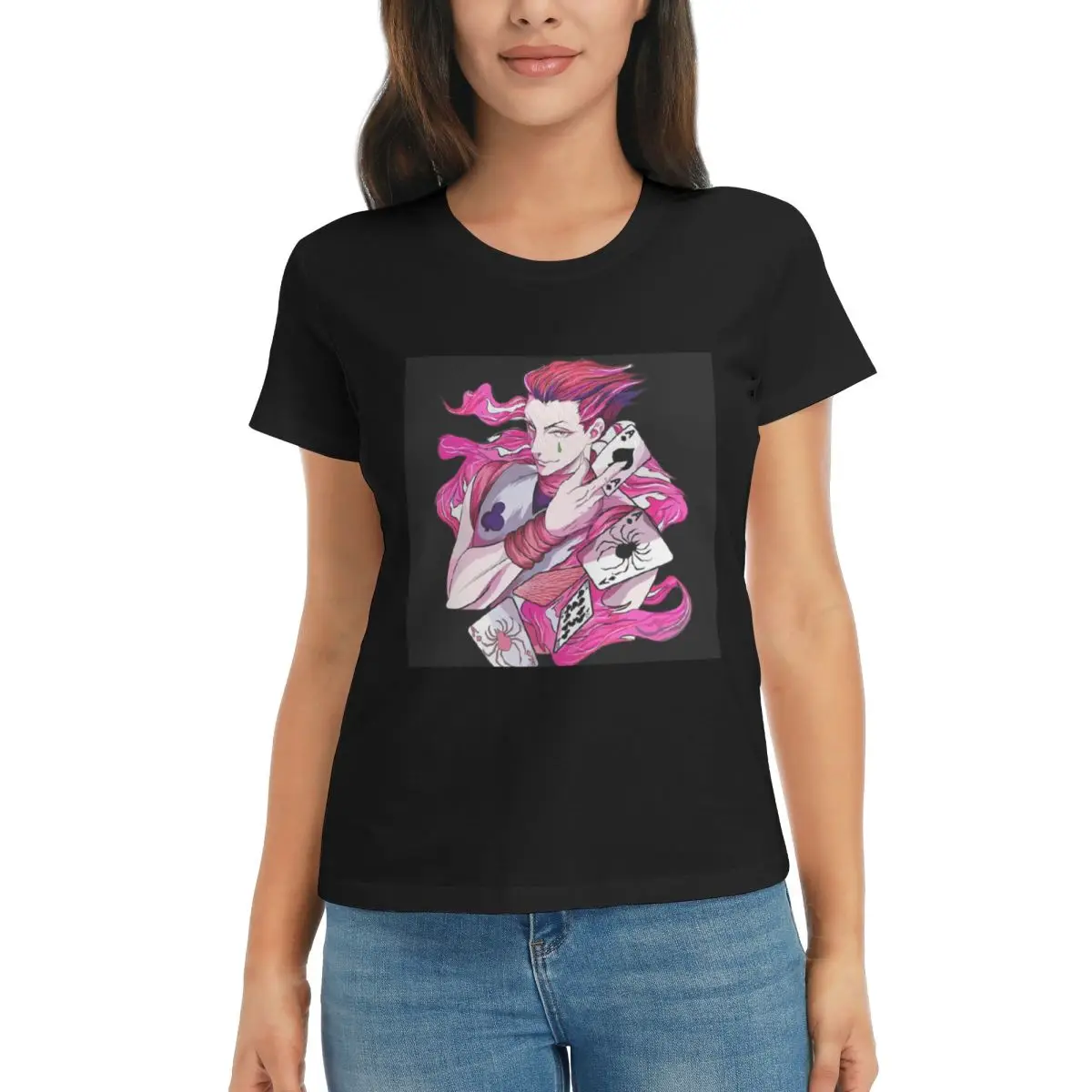 

Women T-Shirt Hisoka HunterXhunter Summer Short Sleeve Tees Round Neck Cotton T Shirts Clothes Tops Streetwear