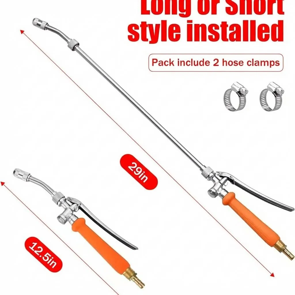 Metal Spray Wand 29 Inch for Outdoor Gardening with 16 Inch SS Extension 3/8 inch 1/4 inch Brass Barb Fittings Lawn Care