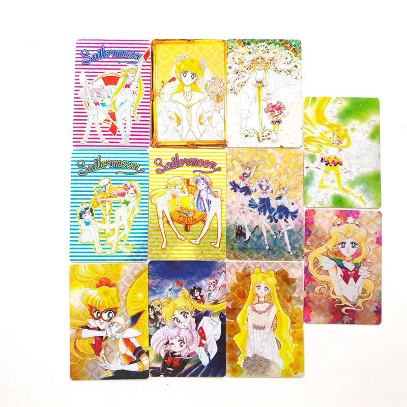 10pcs/set Sailor Moon Stickable Card Anime Character Mercury Mars Jupiter Venus Uranus Hobby Game Collectible Card Kid Toy Gift