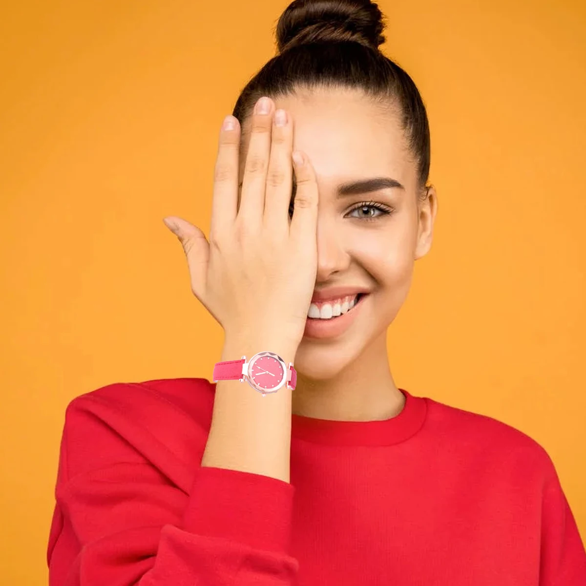 

2pcs Women Quartz Watch Glittering Wrist Watch For Fashionable Female Birthday Gift Red Blue Durable Elegant