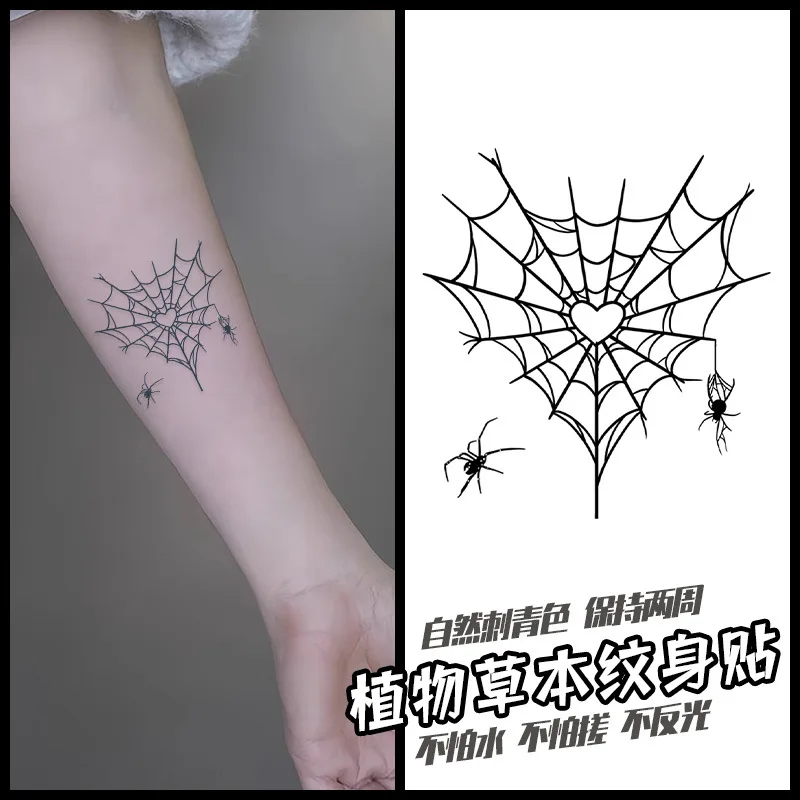 Spider Totem Herbal Juice Tattoo Stickers Skull Hand Back Fake Tattoo Waterproof Semi-permanent Temporary Tattoo Set Women Men