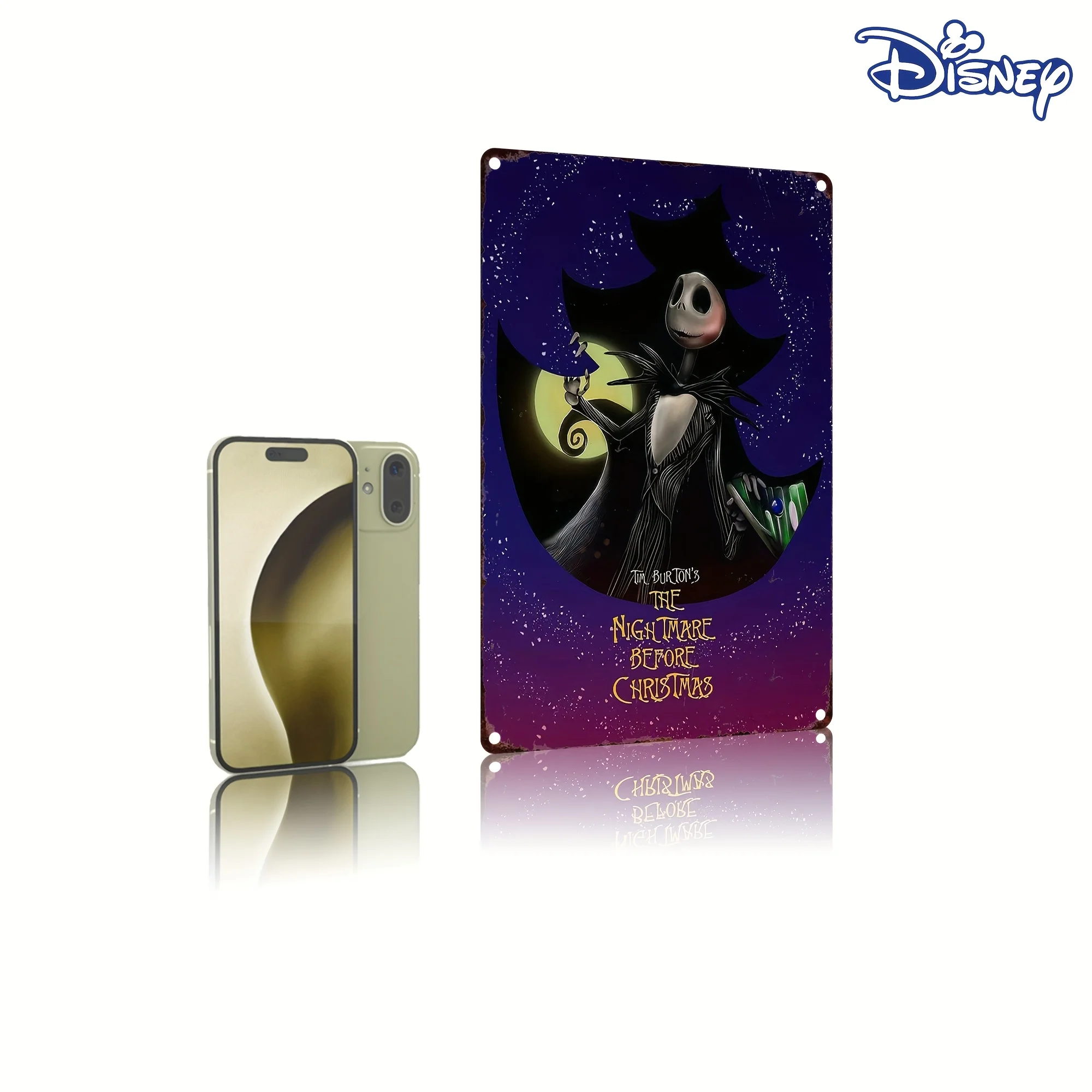 1 قطعة كابوس تيم بيرتون قبل عيد الميلاد جاك سكيلينجتون علامة معدنية من القصدير ، 20.32 × 30.48 سم ، ديكور معلق على الحائط حديدي متين #2