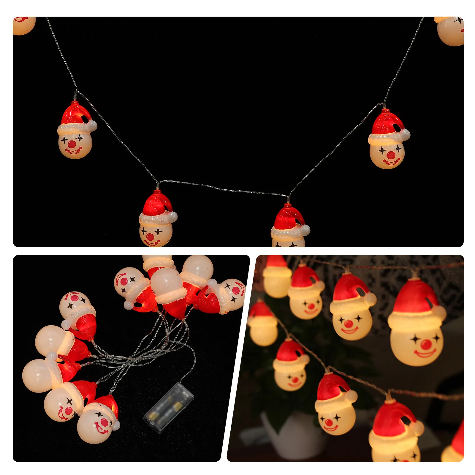 

1 шт. Рождественская гирлянда в форме клоуна, 10 светодиодов, теплый свет, для улицы, сада, праздничного декора и вечеринок