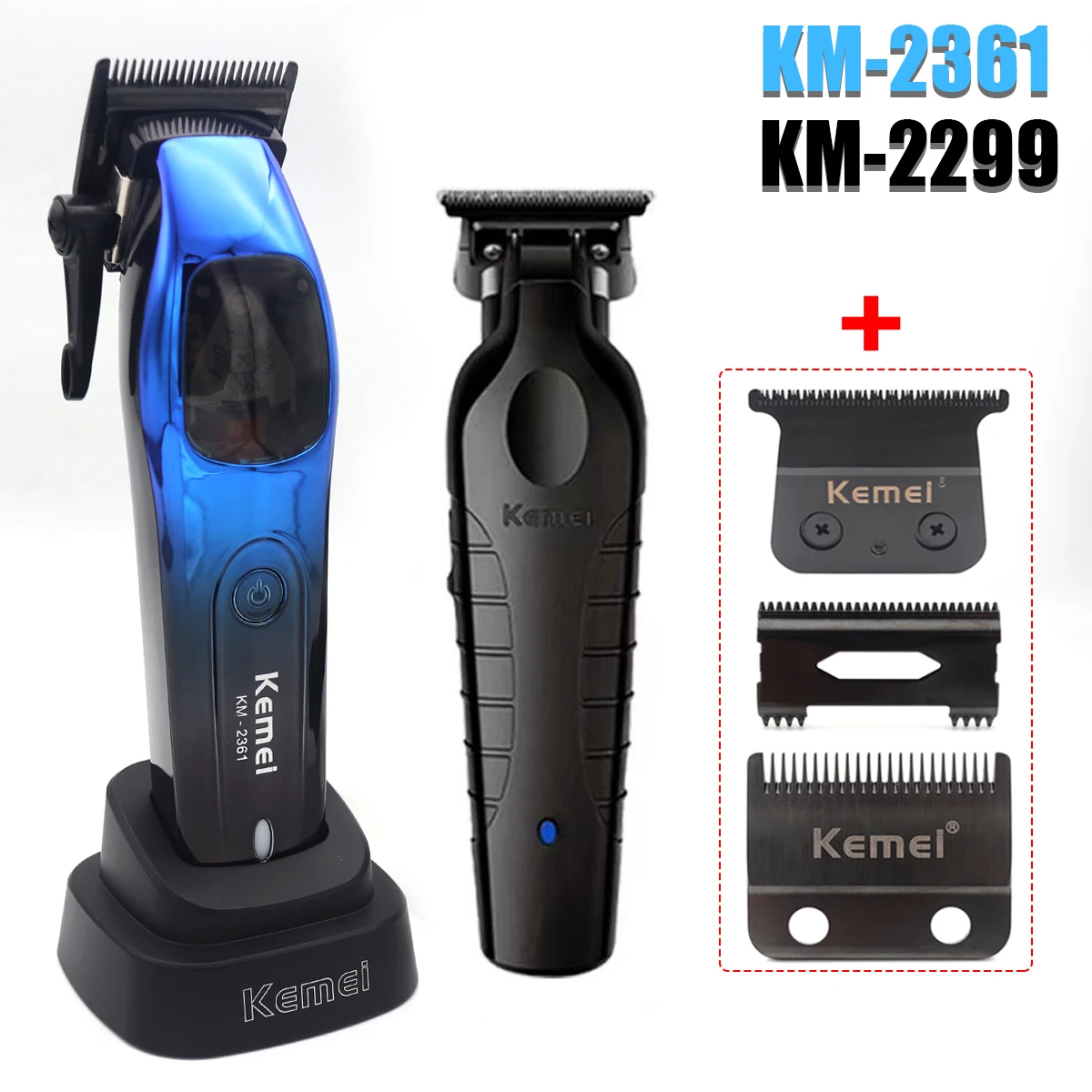 Kemei KM-2361 KM-2299 Professional Hair Clipper Barber Hair Trimmer Beard Rechargeable Haircut Machine Motor 10000 RPM for Men