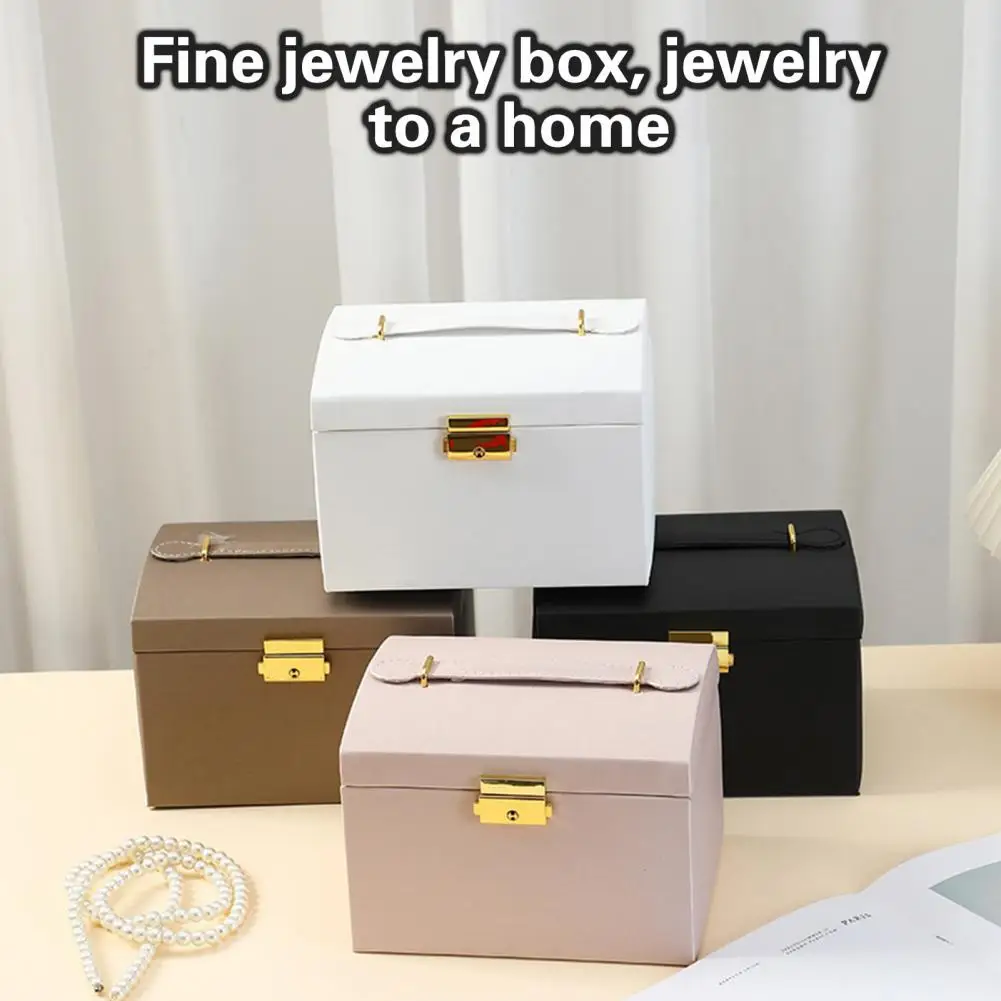 Jewelry Box Detachable Baffle Three Layers Jewelry Case Removable Drawer Non-slip Handle Jewelry Holder Jewelry Organizer