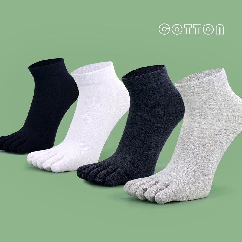 

Toe Socks Men cotton Five Fingers Socks Sports Running Solid Color Black White Grey Male Sox Breathable Short Ankle Crew Socks