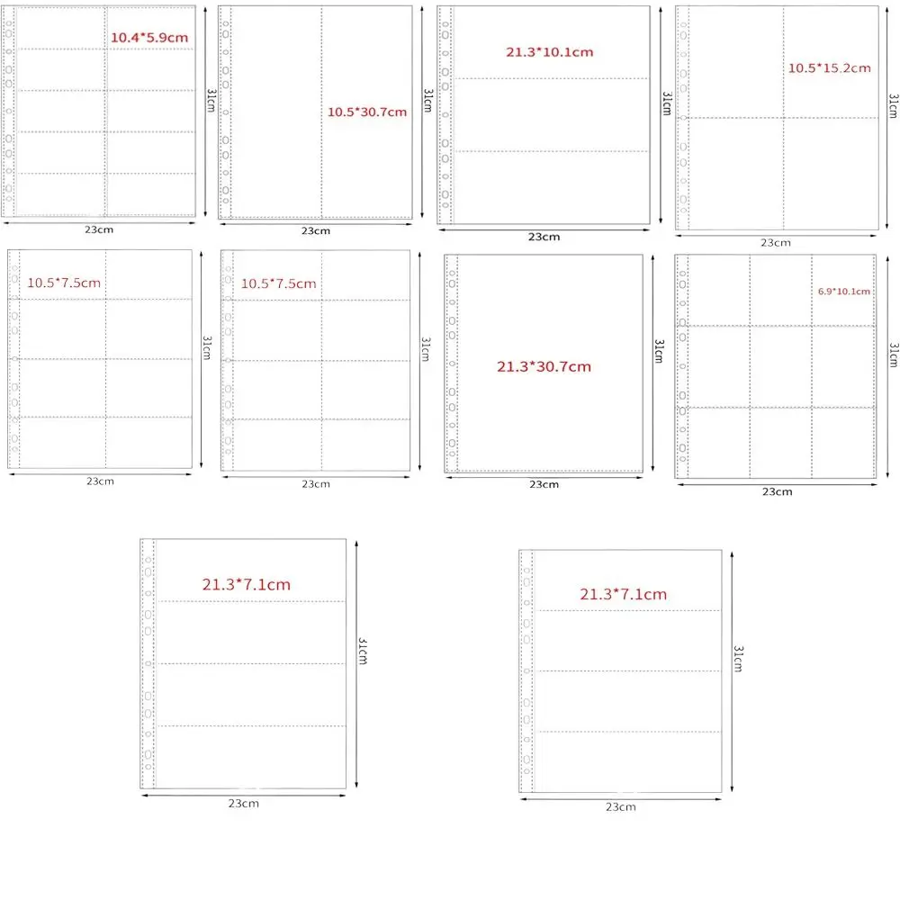 10 шт. A4 Kpop, листы для переплета с несколькими карманами, полипропиленовый, без кислоты, фотоальбом, сменные страницы, штамп для карт, штамп для хранения ювелирных изделий