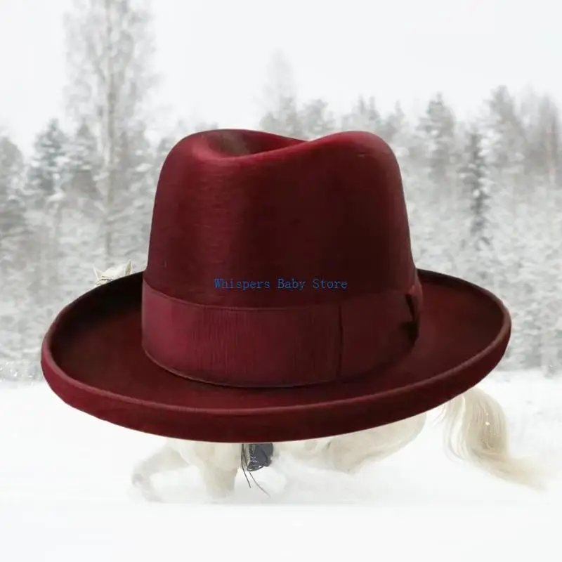 U90E Personality Accessory Hat Artistic Youth Hats Wool Felted Hat Bowknot Decoration