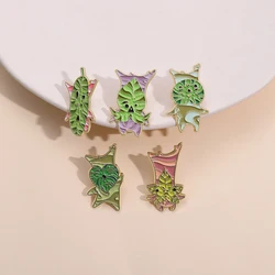 Cartoon Game Elf Enamel Pins Custom Leaf Spliced Fox Octopus Brooches Lapel Badges Animal Plant Jewelry Gift for Friends