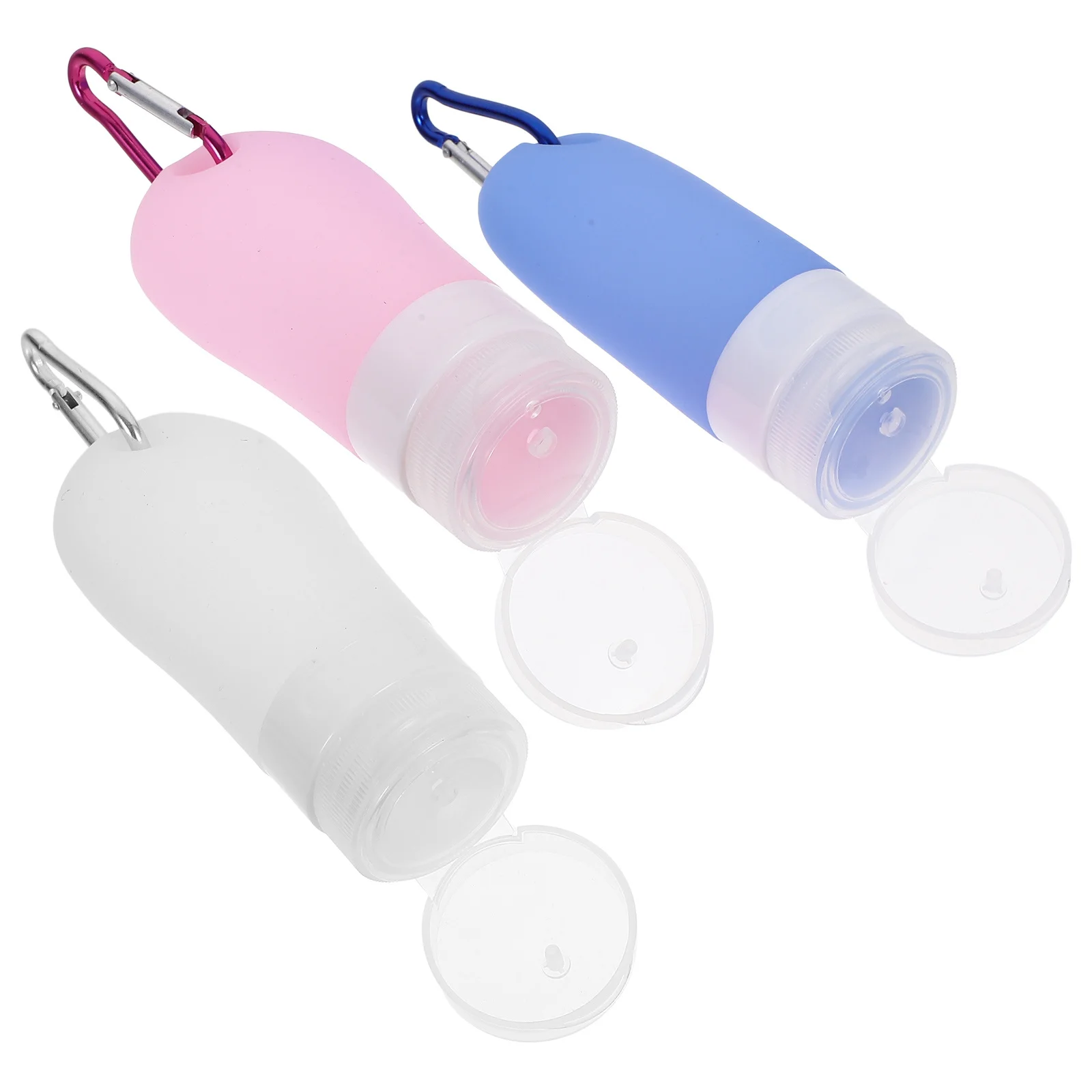 

1Set Travel Silicone Bottles Refillable Leakproof Container Portable Shampoo Squeeze Bottle Storage Bag Keychains
