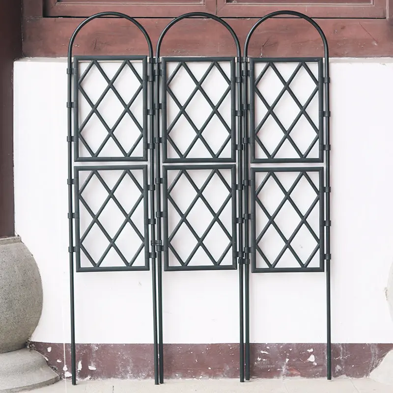 European Style Metal Flower Stand Folding Plant Trellis for Balcony Outdoor Rose Climbing Frame with Screen Design